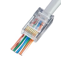 Gran oferta conector de Cable Ethernet 23AWG Cable de red CAT6 enchufe Cat5e CAT6 con conector chapado en oro de 8 pines