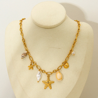 Étanche Océan Série Pendentif Bijoux En Acier Inoxydable Perle Shell Conque Étoile De Mer Charmes Collier pour Femmes