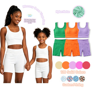 Ensemble de sport 2 pièces pour jeune fille, femme et enfant : débardeur et short de sport, tenue active pour tout-petit, vêtements de gym, <span class=keywords><strong>yoga</strong></span> et athlétiques, ensembles assortis <span class=keywords><strong>Maman</strong></span> et moi, ensembles de shorts cyclistes - Product Image 1