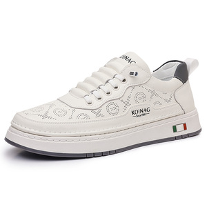 Koinag Chaussures décontractées d'été respirantes à lacets pour hommes, bout rond blanc, semelle en caoutchouc, doublure en maille - Product Image 5