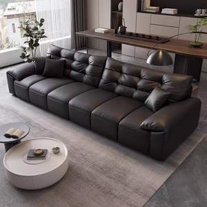 Black Bear Genuine Leather <b>Sofa</b> Straight Shape Tufted Modern Living Room Furniture Adult Elderly Home Use - Product Image 3