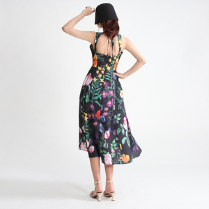 TWOTWINSTYLE moda donna di lusso di qualità <span class=keywords><strong>con</strong></span> collo quadrato abiti lunghi senza maniche ricamati <span class=keywords><strong>perline</strong></span> stampati elegante abito Casual - Product Image 6