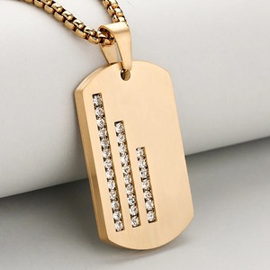 Stainless Steel Zircon <b>Dog</b> <b>Tag</b> Pendant <b>Necklace</b> Hiphop <b>Men</b> Women Military Card American Soldier Identity <b>Tags</b> With Rhinestones - Product Image 5