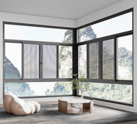 Ventana residencial impermeable Doble vidrio templado Rotura térmica Sistema deslizante de aluminio Ventanas
