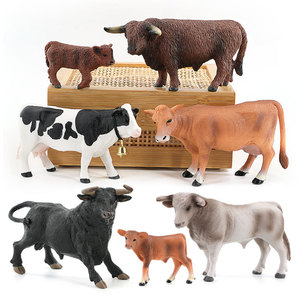 Figurines d'animaux sauvages de simulation transfrontalière, <span class=keywords><strong>série</strong></span> Vache, jouet en PVC, vache laitière jaune, jersey de combat tibétain - Product Image 1