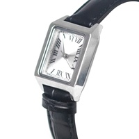 Montre pour femme avec bracelet en cuir carré, cristal saphir, boîtier en acier inoxydable, étanche, quartz, chiffres romains, cadeau de luxe