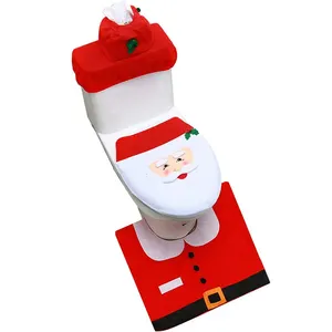C2232新型可爱马桶盖座套带垫圣诞家居浴室装饰圣诞老人图案廉价马桶盖