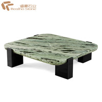 Table basse en marbre vert exquis-Idéal pour les salons de luxe
