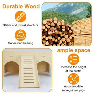 <span class=keywords><strong>Grand</strong></span> château en bois pour cobayes avec rampe - Habitat facile à assembler - Product Image 4