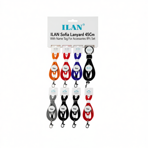Set di 8 Lanyard ILAN Sofia da 45 cm con Porta Badge per Accessori - Product Image 1