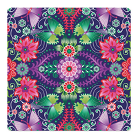 Tapis de table de mahjong américain de 31,5 pouces, surface lisse en néoprène de 3 mm, fond antidérapant, housse de table de jeu florale