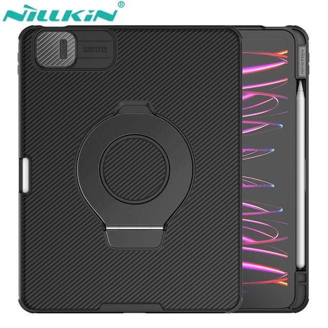 For iPad Air 11 2024 Stand Case Magnetic NILLKIN CamShield Pro Slide Camera Folding CaseTPU+PC Protection Cover with Pen Slot