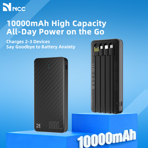 NCC DY-0802 Banco de energía de 10000 mAh y 10 W con cable, negro - Product Image 2