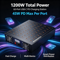 Nouvelle station de charge USB-C de type C 2026, 60 ports, PD 45W, 1200W, en aluminium, pour salle de classe