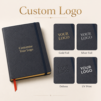 Carnet de notes A5 de luxe personnalisé en cuir PU noir grainé, reliure cousue, journal haut de gamme, cadeau avec logo, export en gros