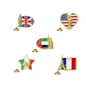Custom Plating Pin Dominican Republic Wave Flag Enamel Pins Badge