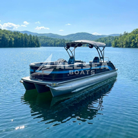 Yacht de luxe en aluminium soudé Tritoon de 8,2 m (27 pieds) certifié CE pour le ski nautique sur lac/rivière/piscine, moteur diesel hors-bord