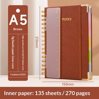 Carnet de budget A5 en cuir PU à spirale avec règle d'indexation et système d'enveloppes pour espèces