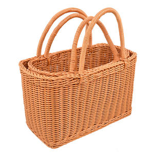 Cesta de regalo de <span class=keywords><strong>nacimiento</strong></span>, cestas de comida rápida para frutas con tapa, bandeja de ratán, marcador redondo de Panda para bebé, bolsa de bambú, tela tejida profunda para gatos - Product Image 4