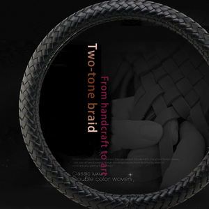 Kit de cubiertas tejidas <span class=keywords><strong>para</strong></span> <span class=keywords><strong>volante</strong></span> de coche, Kit de fundas de cuero <span class=keywords><strong>para</strong></span> <span class=keywords><strong>volante</strong></span> de coche, accesorios <span class=keywords><strong>para</strong></span> hombre - Product Image 4