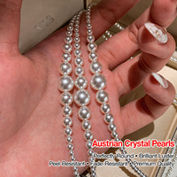 Collier de perles blanches dégradées, chaîne de clavicule perlée pour femmes, bijoux de luxe à la mode, vente en gros