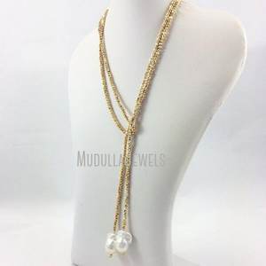 NM19103 גדיל בודד של פיריט זעיר חרוזים פלצור שרשרת גדול הבארוק פרל מים מתוקים פרל פלצור שרשרת - Product Image 3