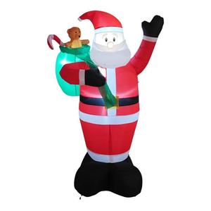 Père Noël et pingouin gonflables avec cadeau en traîneau tiré par 2 lumières de renne décoration de fête pour la cour extérieure de jardin de maison - Product Image 4