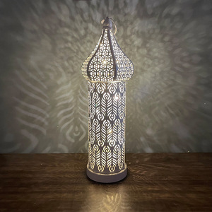 Z7 grand Temple doré lanterne marocaine lampe décorative Led vent lampe bougeoirs bougeoir décoration - Product Image 6