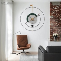EMITDOOG-Horloges Murales à Demi-Cercle, Montres Murales Minimalistes Modernes en Métal pour le Salon, Horloges à Quartz en Bois