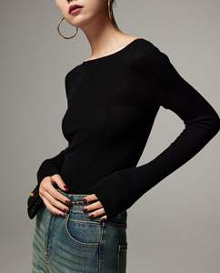 Maglione Artemisia di Lusso in Cashmere e Seta Senza Cuciture, Collo in Seta di Gelso, Maglia <span class=keywords><strong>Base</strong></span> Invernale da Donna Stile Coreano Tinta Unita - Product Image 1