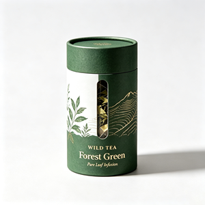 Eco Friendly Recyclable Paper <b>Tube</b> <b>Packaging</b> With Window Custom Logo Printed <b>Cardboard</b> Cylinder Canister For Leaf Tea Coffee - Product Image 1