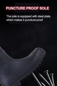 Stivali da Pioggia Funzionali Neri Morbidi per Lavoro e Sicurezza con Punta in Acciaio, <span class=keywords><strong>Scarpe</strong></span> Impermeabili in Gomma per Costruzioni - Product Image 2