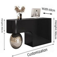 Comptoir de réception incurvé de luxe sur mesure, salon de beauté, noir et blanc, MDF, comptoir de caisse, comptoir d'accueil pour boutique de mode, magasin de vêtements