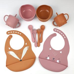 Tazón de alimentación de silicona para bebé, vajilla infantil de grado alimenticio, juego de placa inferior de succión, Baberos e impresión, 003 - Product Image 5