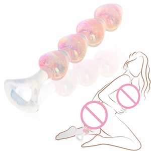 Dildo con perlas anales progresivas, estimulador de cristal para el punto G, masajeador de próstata con perlas, juguete sexual para hombres y mujeres - Product Image 1