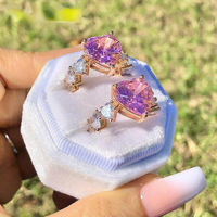 Luxe nieuwe mode ijs-uitgevoerde bling waterdruppel roze pinky bling CZ ringen voor meisjes vrouwen charme Valentijnsdag sieraden cadeau