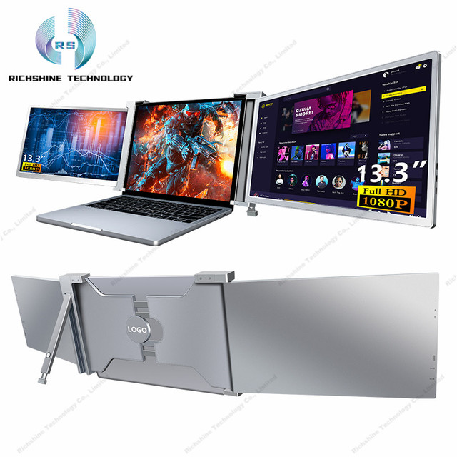 13.3" 2K laptop screen extender IPS Richshine OEM one cable triple monitor double screen laptop