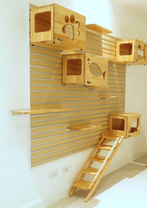 <b>Wall</b>-Mounted Modular <b>Cat</b> Climbing Shelves (Solid Oak) - Product Image 4