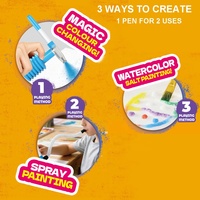 Kit de marqueurs aérographe magiques 3-en-1 pour enfants, lavable, pour peinture par pulvérisation et aquarelle, ensemble d'activités artistiques avec pochoirs