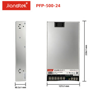 Alimentation industrielle Jiangtek PFP-500-24 500W 24V 21A haute fiabilité avec PFC, indicateur LED, refroidissement par ventilateur DC, SCP, OVP, OCP, CE, UL