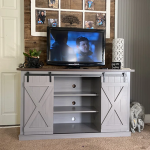 Mueble <span class=keywords><strong>para</strong></span> <span class=keywords><strong>TV</strong></span> Estilo Moderno con Puerta Corredera Tipo Granero <span class=keywords><strong>y</strong></span> Dos Estantes Ajustables <span class=keywords><strong>para</strong></span> Sala de Estar o Dormitorio con Amplio Espacio de Almacenamiento - Product Image 6