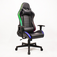 Chaise de bureau de jeu en cuir noir à hauteur réglable pour la maison et le bureau, inclinable à 180 degrés, avec éclairage LED RVB et télécommande