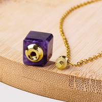 Collier diffuseur d'huiles essentielles en cristal naturel plaqué or, pendentif en forme de cube, pierre de guérison, artisanat en cristal