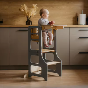 Silla Alta de Madera Plegable Montessori 4 en 1 de Calidad Superior, Torre Transformable para Niños Pequeños, Juego de Escritorio Convertible para Niños - Product Image 2