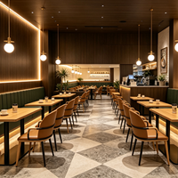 Combinaison Table et Chaise pour Restaurant Occidental, Bar, Espace de Repos, Sièges en Bois Massif, Banquette pour Pâtisserie et Café