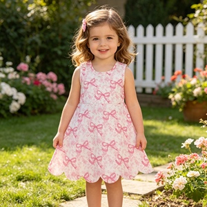 GSD2580 rts Venta al por Mayor Nuevo Vestido de Yoga para Niñas Estilo Boutique, Conjunto de Vestido Azul con Lazos y Flores Rosas para Niña, Sin Pedido Mínimo, ODM - Product Image 6