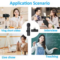 K9- Dual 2Mic lavalier mini micro sans fil cravate Clip microphone pour ios android téléphone mobile ipad enregistrement vocal microphones