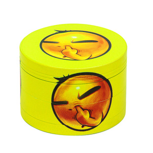Lujo 55MM personalizado Mini cara sonriente expresión UV Metal Aleación de Zinc 4 capas Fumar hierba tabaco molinillo - Product Image 4