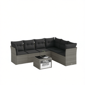 Ensemble de canapés de jardin modulaires en rotin PE gris, mobilier d'extérieur, sièges rembourrés, design contemporain - Product Image 1