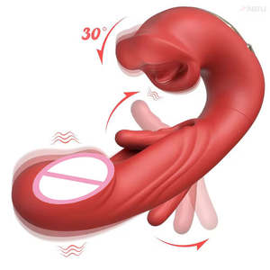 3'ü 1 Arada Çift Kişilik Dil Yalama Vibratörü Yapay Penis Seks Oyuncağı 5 Yalama 7 Titreşim Modu G Noktası Klitoral Stimülasyon USB Şarjlı - Product Image 1